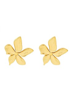 charmy.gr Ατσάλινα σκουλαρίκια καρφωτά επιχρυσωμένα 18k σε σχήμα λουλούδι (E1193)