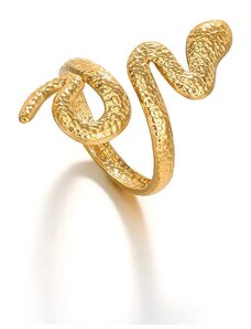 charmy.gr Ατσάλινο ρυθμιζόμενο δαχτυλίδι χρυσό φίδι (R1282)