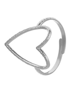 charmy.gr Ατσάλινο ρυθμιζόμενο δαχτυλίδι σχήμα καρδιά (R1264)