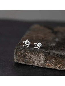 charmy.gr Ατσάλινα σκουλαρίκια καρφωτά αστέρι χρώμα ασημί (E1268)