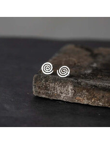 charmy.gr Ατσάλινα σκουλαρίκια καρφωτά με ελικοειδές γεωμετρικό σχέδιο χρώμα ασημί (E1269)