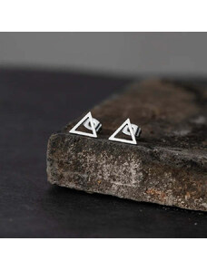 charmy.gr Ατσάλινα σκουλαρίκια καρφωτά τριγωνικά χρώμα ασημί (E1270)