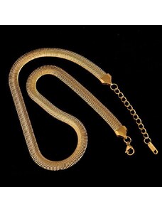 Charmy Ατσάλινη αλυσίδα λαιμού φαρδιά επιχρυσωμένη φίδι (N1228)