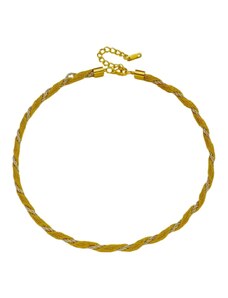 Charmy Ατσάλινη αλυσίδα λαιμού πλεκτή δίχρωμη χρυσή και ασημί (N1523)