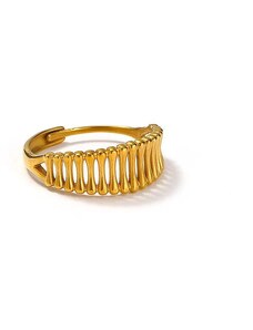 charmy.gr Ατσάλινο δαχτυλίδι χρώμα χρυσό ρυθμιζόμενο (R1339)