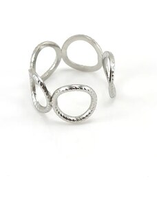charmy.gr Ατσάλινο δαχτυλίδι με κυκλικά στοιχεία χρώμα ασημί one size (R1340)