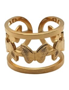 Charmy Γυναικείο δαχτυλίδι ατσάλινο ρυθμιζόμενο σχέδιο πεταλούδα (R1041)