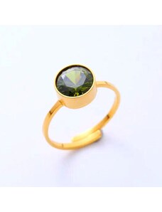 Charmy Γυναικείο δαχτυλίδι ατσάλινο ρυθμιζόμενο με πράσινο ζιργκόν (R1107)