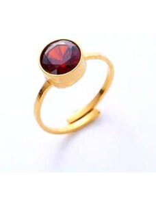 Charmy Γυναικείο δαχτυλίδι ατσάλινο ρυθμιζόμενο με κόκκινο ζιργκόν (R1108)