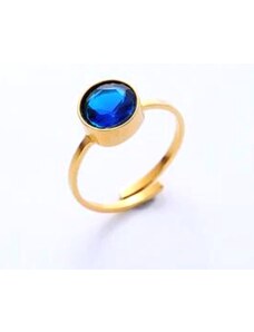 Charmy Γυναικείο δαχτυλίδι ατσάλινο ρυθμιζόμενο με μπλε ζιργκόν (R1109)