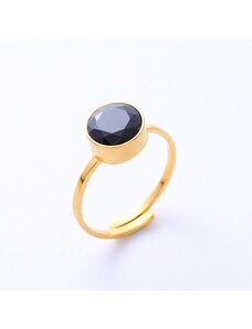 Charmy Γυναικείο δαχτυλίδι ατσάλινο ρυθμιζόμενο με μαύρο ζιργκόν (R1110)
