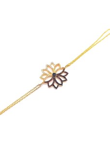 GB Jewelers Χειροποίητο βραχιόλι ασημένιο 925 λουλούδι με στρας (B1137)