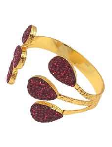 GB Jewelers Χειροποίητο βραχιόλι από ορείχαλκο με κόκκινα ζιργκόν επιχρυσωμένο (B1127)