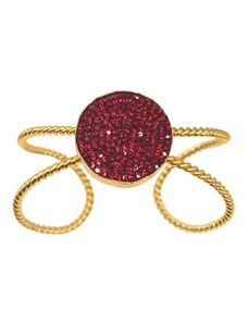 GB Jewelers Χειροποίητο βραχιόλι από ορείχαλκο με κόκκινα ζιργκόν επιχρυσωμένο (B1129)