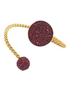 GB Jewelers Χειροποίητο βραχιόλι από ορείχαλκο με κόκκινα ζιργκόν επιχρυσωμένο (B1131)