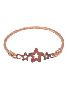Charmy Βραχιόλι ατσάλινο χειροπέδα με αστέρια χρώμα ροζ χρυσό (B1175)
