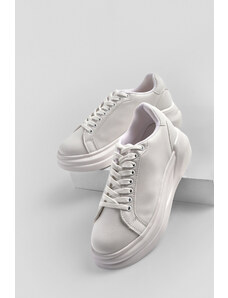 Marjin Γυναικεία Sneakers High-Sole Lace-Up Sneakers Bekor λευκό