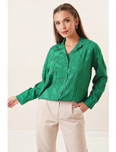 By Saygı Leopard Embroidered Shirt Green