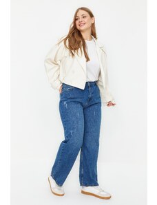 Trendyol Curve Γαλάζιο Ψηλόμεσο Wide Cut Jeans