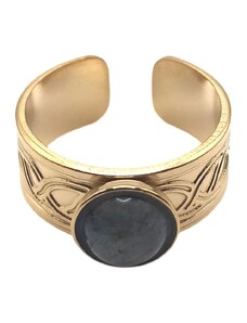 Charmy Γυναικείο δαχτυλίδι ρυθμιζόμενο χρυσό από ατσάλι με πέτρα (R1035)