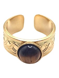 Charmy Γυναικείο δαχτυλίδι ρυθμιζόμενο χρυσό από ατσάλι με πέτρα (R1036)