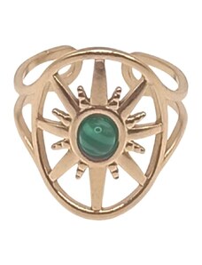 Charmy Γυναικείο δαχτυλίδι ατσάλινο ρυθμιζόμενο με πράσινη πέτρα (R1005)