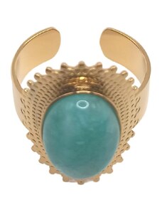 Charmy Γυναικείο δαχτυλίδι ατσάλινο με πέτρα τυρκουάζ (R1066)