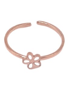 Charmy Γυναικείο δαχτυλίδι από ατσάλι ρυθμιζόμενο μαργαρίτα ροζ χρυσό (R1070)