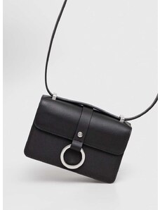 Δερμάτινη τσάντα Sisley χρώμα: μαύρο
