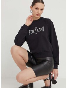 Βαμβακερή μπλούζα Chiara Ferragni γυναικεία, χρώμα: μαύρο