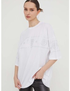 Βαμβακερό μπλουζάκι Chiara Ferragni γυναικεία, χρώμα: άσπρο