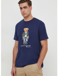 Βαμβακερό μπλουζάκι Polo Ralph Lauren ανδρικά, χρώμα: ναυτικό μπλε