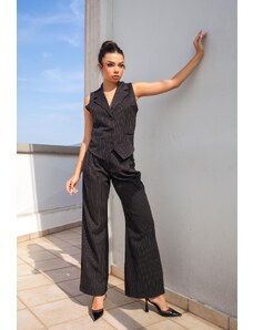 Joy Fashion House Kilian σετ γιλεκό-παντελόνι με ρίγες μαύρο