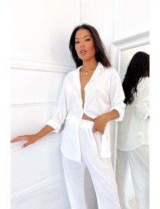 Joy Fashion House Mystery σετ πουκάμισο-παντελόνι λευκό