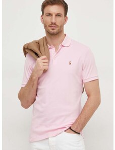Βαμβακερό μπλουζάκι πόλο Polo Ralph Lauren χρώμα: ροζ