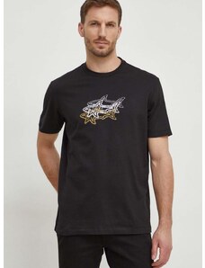 Βαμβακερό μπλουζάκι Paul&Shark ανδρικά, χρώμα: μαύρο