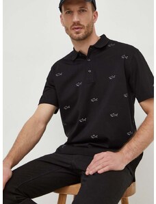 Βαμβακερό μπλουζάκι πόλο Paul&Shark χρώμα: μαύρο