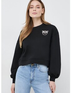 Βαμβακερή μπλούζα Pinko γυναικεία, χρώμα: μαύρο