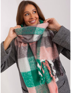 Fashionhunters Green-gray long checkered women's scarf