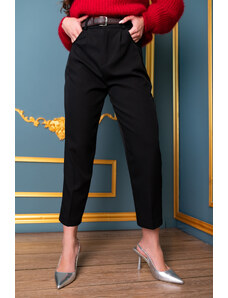 Joy Fashion House Abbase ψηλόμεσο υφασμάτινο παντελόνι μαύρο