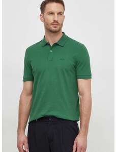 Βαμβακερό μπλουζάκι πόλο BOSS χρώμα: πράσινο