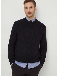 Μάλλινο πουλόβερ BOSS ανδρικά, χρώμα: μαύρο