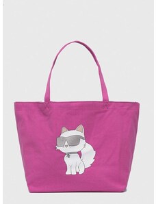 Βαμβακερή τσάντα Karl Lagerfeld χρώμα: ροζ