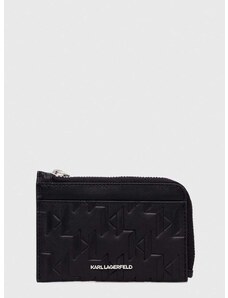 Δερμάτινο πορτοφόλι Karl Lagerfeld χρώμα: μαύρο