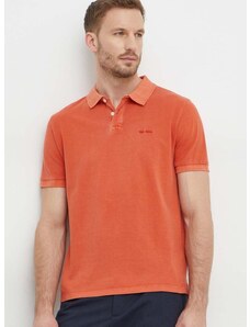 Βαμβακερό μπλουζάκι πόλο Pepe Jeans χρώμα: πορτοκαλί