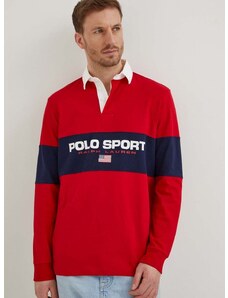 Βαμβακερή μπλούζα με μακριά μανίκια Polo Ralph Lauren χρώμα: κόκκινο