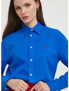 Βαμβακερό πουκάμισο Polo Ralph Lauren χρώμα: ναυτικό μπλε