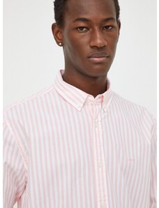 Βαμβακερό πουκάμισο Levi's ανδρικό, χρώμα: ροζ