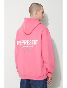 Βαμβακερή μπλούζα Represent Owners Club Hoodie χρώμα: ροζ, με κουκούλα, OCM407.144
