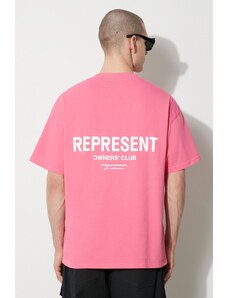 Βαμβακερό μπλουζάκι Represent Owners Club ανδρικό, χρώμα: ροζ, OCM409.144
